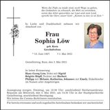Traueranzeige Sophia Löw