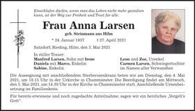 Traueranzeige Anna Larsen