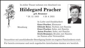 Traueranzeige Hildegard Pracher