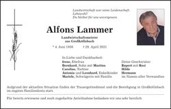 Traueranzeige Alfons Lammer