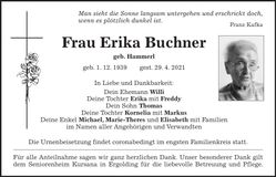 Traueranzeige Erika Buchner
