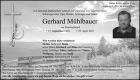 Traueranzeige Mühlbauer Gerhard