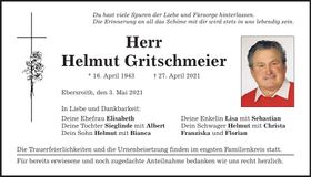 Traueranzeige Helmut Gritschmeier