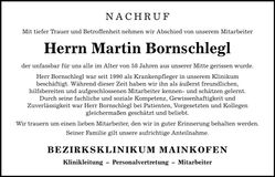 Traueranzeige Martin Bornschlegl