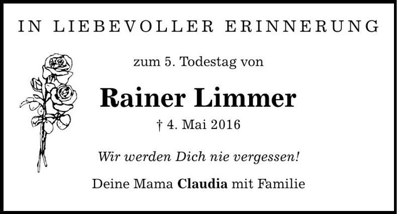 Traueranzeige Rainer Limmer