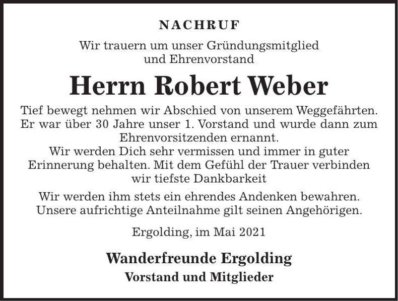 Traueranzeige Robert Weber