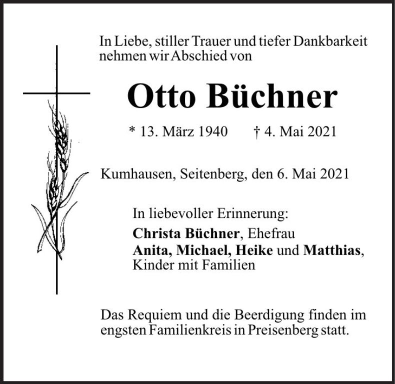 Traueranzeige Otto Büchner