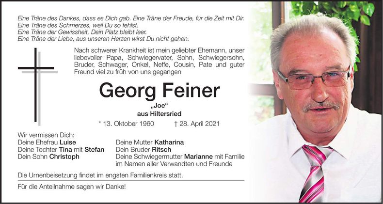 Traueranzeige Georg Feiner