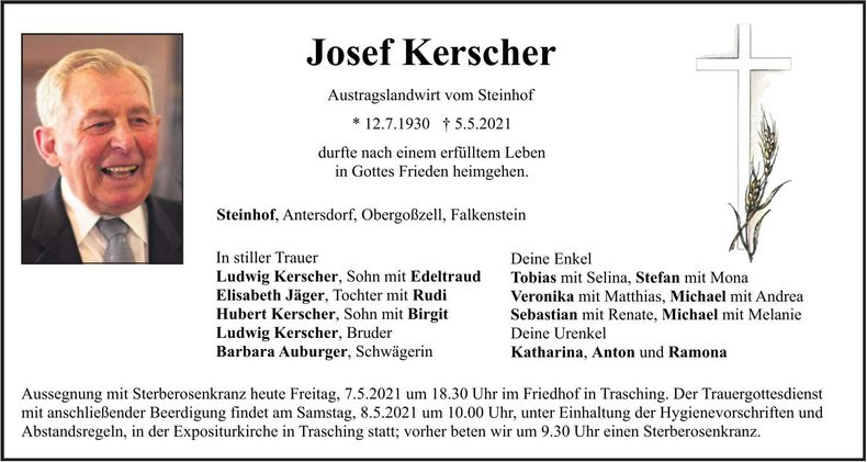 Traueranzeige Josef Kerscher