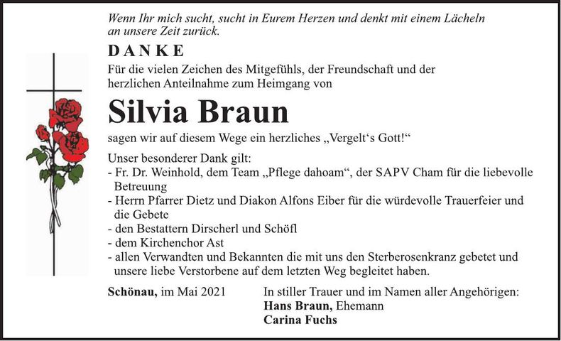 Traueranzeige Silvia Braun