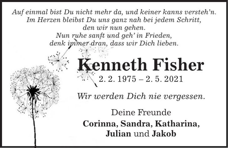 Traueranzeige Kennet Fisher