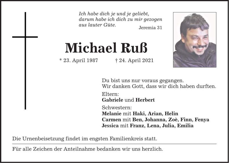 Traueranzeige Michael Ruß