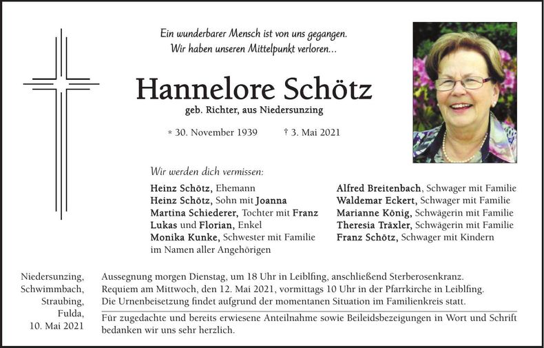 Traueranzeige Hannelore Schötz