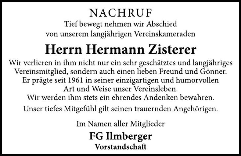 Traueranzeige Hermann Zisterer