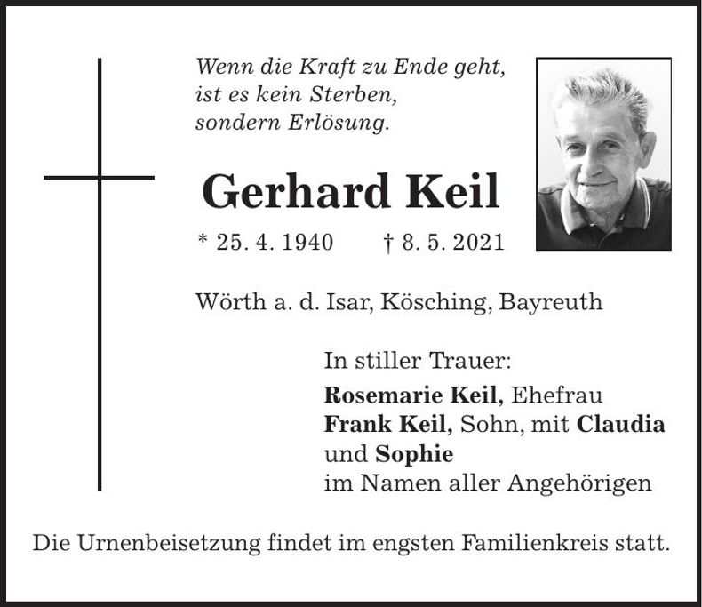 Traueranzeige Gerhard Keil