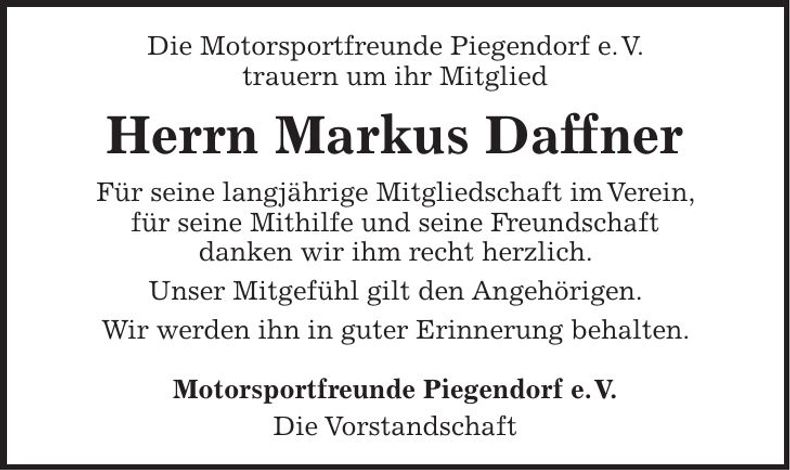 Traueranzeige Markus Daffner