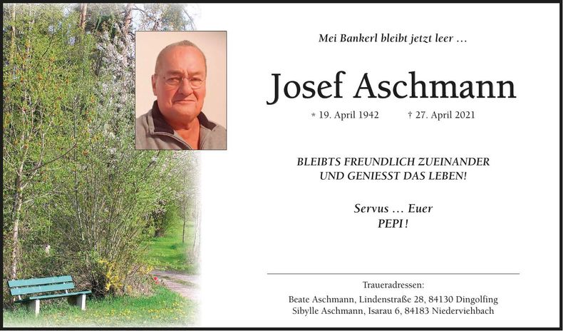 Traueranzeige Josef Aschmann