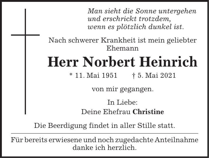Traueranzeige Norbert Heinrich
