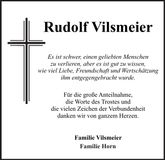 Traueranzeige Rudolf Vilsmeier