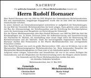 Traueranzeige Rudolf Hornauer