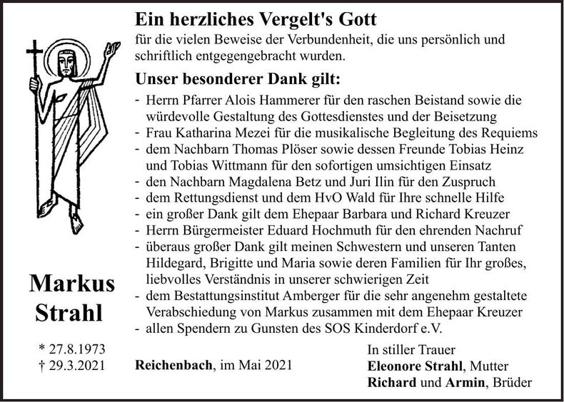 Traueranzeige Markus Strahl