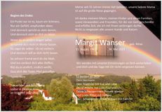 Traueranzeige Margit Wanser