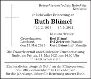 Traueranzeige Ruth Blümel