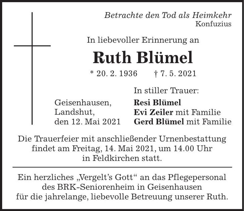 Traueranzeige Ruth Blümel