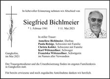 Traueranzeige Siegfried Bichlmeier