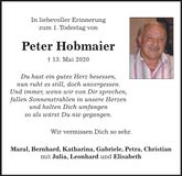 Traueranzeige Peter Hobmaier