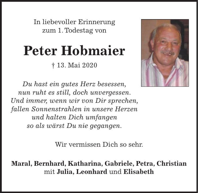 Traueranzeige Peter Hobmaier
