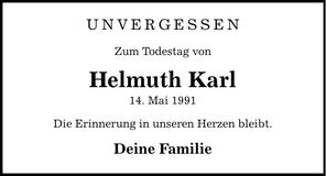Traueranzeige Helmuth Karl