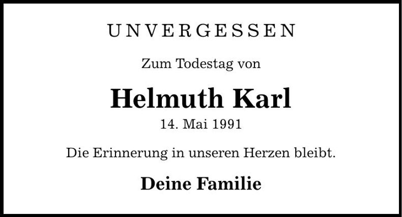 Traueranzeige Helmuth Karl