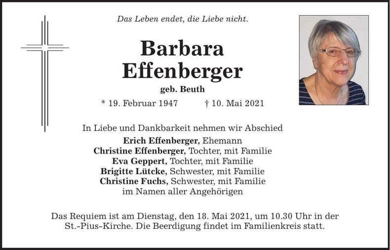 Traueranzeige Barbara Effenberger