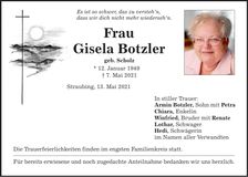 Traueranzeige Gisela Botzler