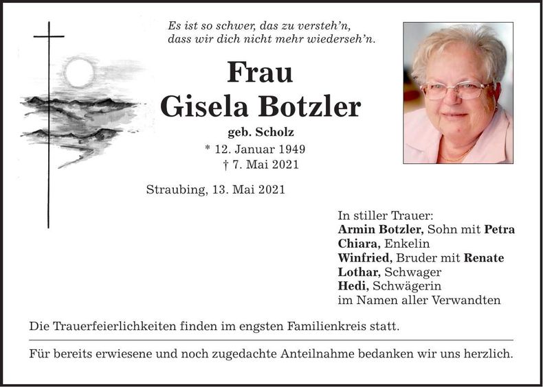 Traueranzeige Gisela Botzler