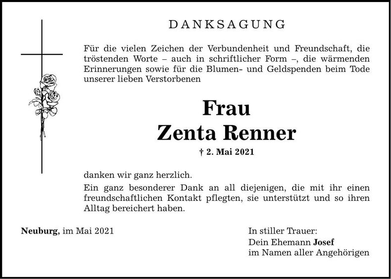 Traueranzeige Zenta Renner