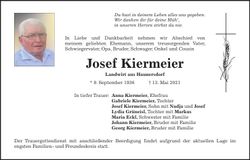 Traueranzeige Josef Kiermeier