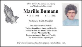 Traueranzeige Marille Bumann