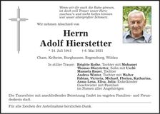 Traueranzeige Adolf Hierstett