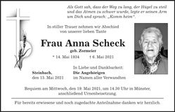Traueranzeige Anna Scheck