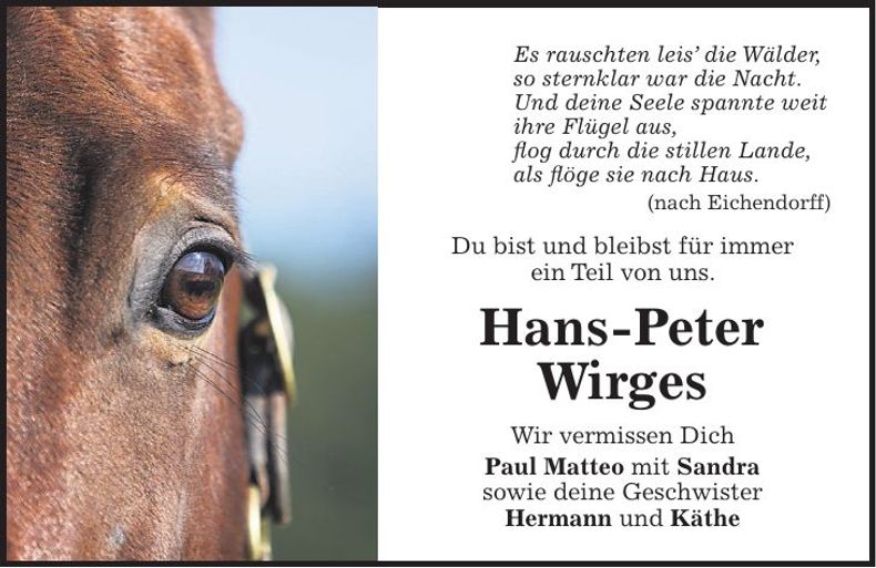 Traueranzeige Hans-Peter Wirges