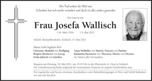 Traueranzeige Josefa Wallisch