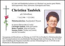 Traueranzeige Tauböck Christina