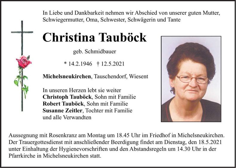 Traueranzeige Tauböck Christina
