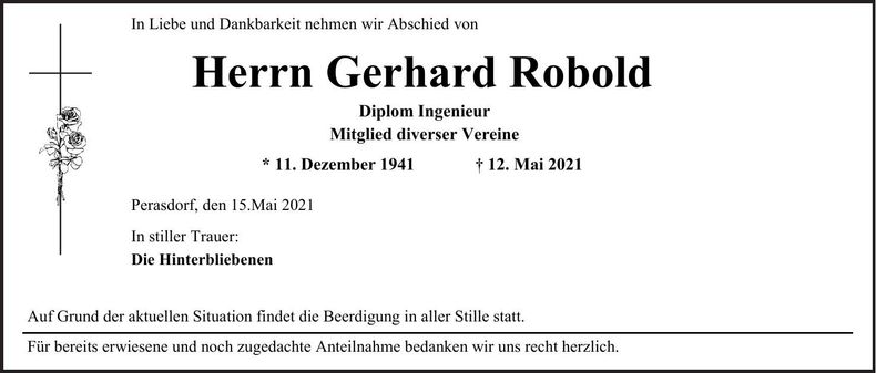 Traueranzeige Gerhard Robold