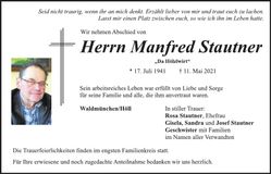 Traueranzeige Manfred Stautner