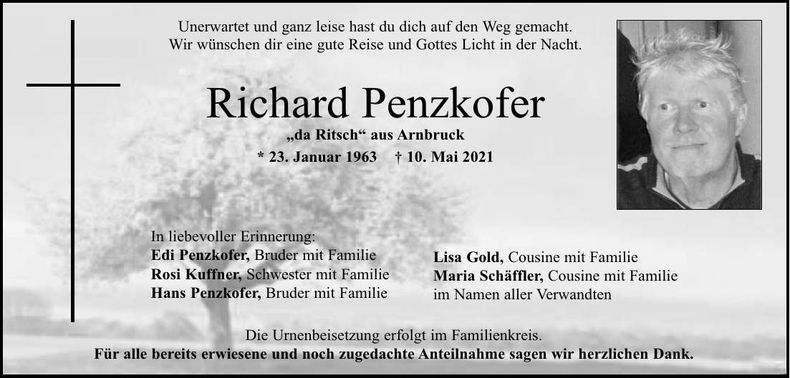 Traueranzeige Richard Penzkofer
