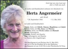 Traueranzeige Herta Angermeier
