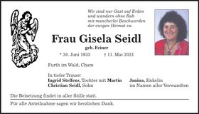 Traueranzeige Gisela Seidl